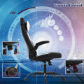 White  PC Gaming  Chair Massage  Function Office  Chair High-level Seating Comfort Chair with Adjustable Headrest